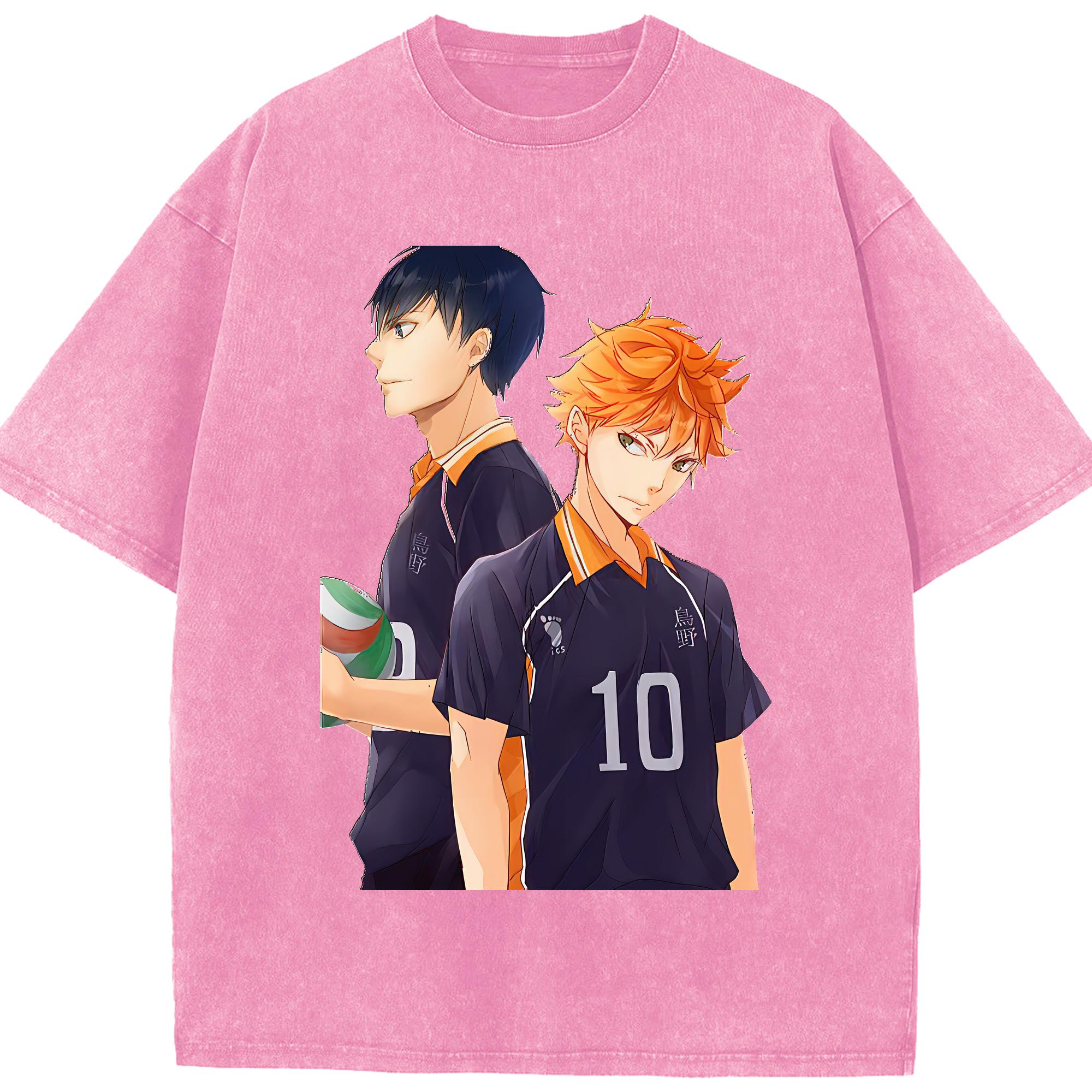 （画像用） ハイキュー!! Haikyu!! 綿100% ヴィンテージ風 半袖Tシャツ（フロントプリント）